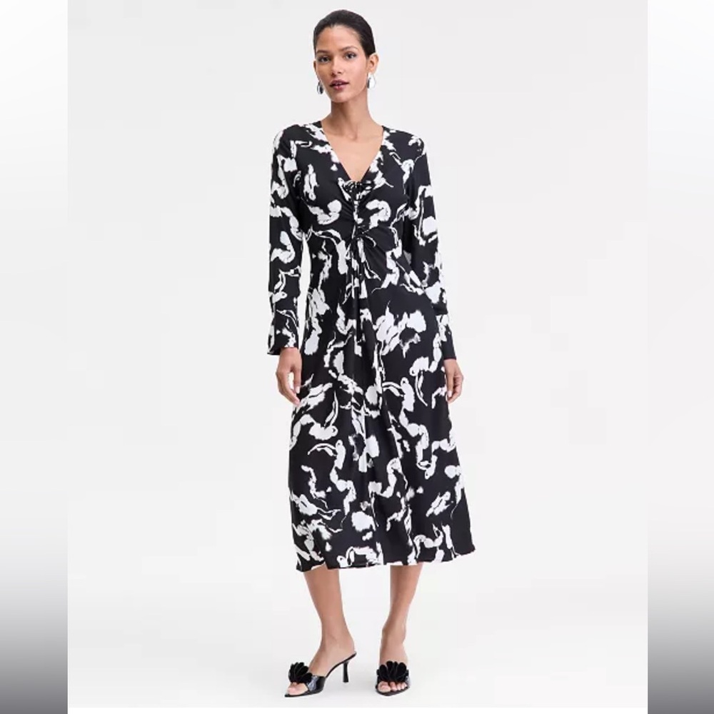 INC International Concepts Black and White Midi Dress